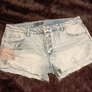 love Fire Blue Jean Shorts Distressed Cut-Off Style
